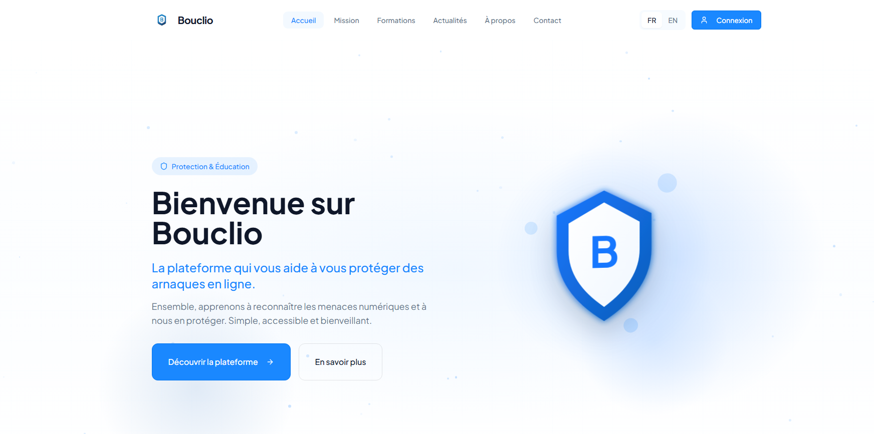 Capture d'écran du site Bouclio