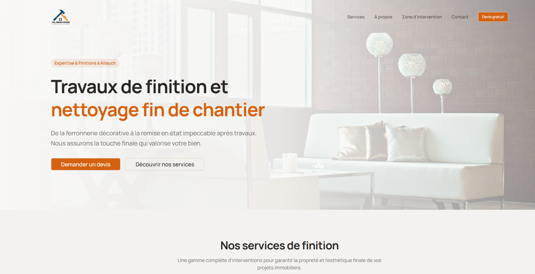 Capture d'écran du site HL SERVICES